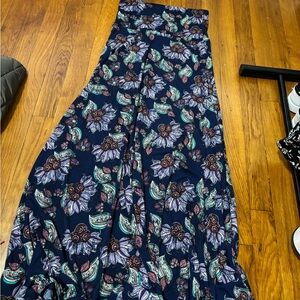 LuLaRoe Maxi Skirt Size XXS Blue With Red Purple And Green Floral Pattern Lovely